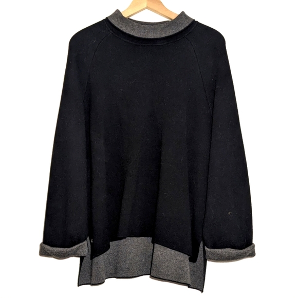 Reiss Chloe Black Gray Turtleneck Cashmere Blend Roll Neck Sweater Nigh Size M-L - Picture 1 of 8